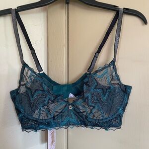 Savage X Fenty Blue Lace Bra with Adjustable Straps